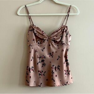 Vintage Y2K French Kiss S Floral Cami Blouse Champagne Dainty Romantic Coquette